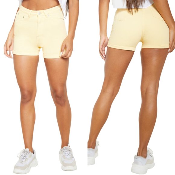 H&M Pants - NEW H&M Denim Shorts Classic Stretch Cuffed Stretch Light Yellow SZ 12